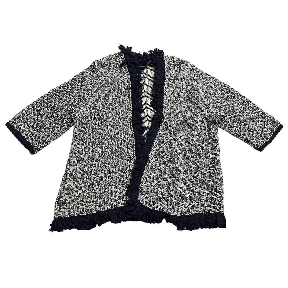 Lane Bryant Chunky Knit Open Front Cardigan Navy/White Size 22/24